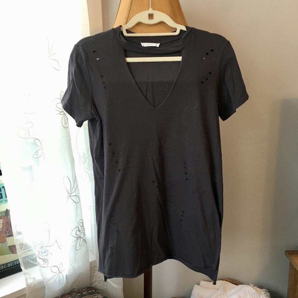 Lush Distressed Cut-out Keyhole Top